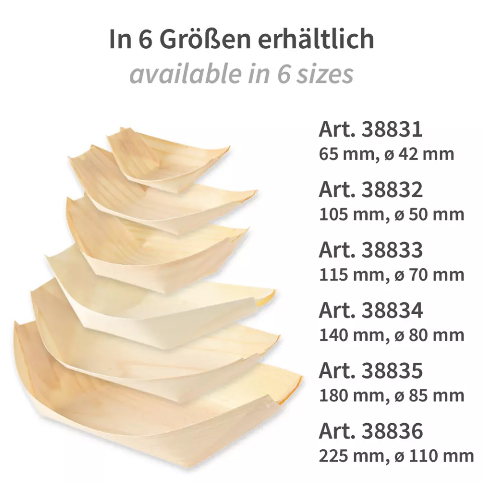 NATUREStar 38836, Organic Wooden Fingerfood Boat, 225 x 125 mm, image 8, gallery thumbnail