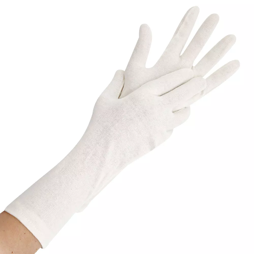 HygoStar 27201, Nature Solid Long Cotton Gloves, Size 9/L, Natural, image 2