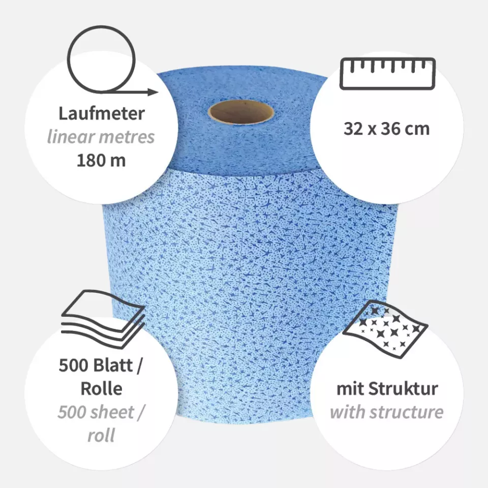 HygoClean 317860, PP Cleaning Cloths, Roll, Blue, image 3, gallery thumbnail