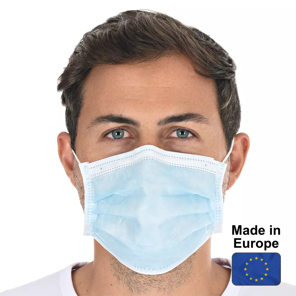 Franz Mensch 291762, Type II 3-Ply SMS Face Masks, Blue, image 1