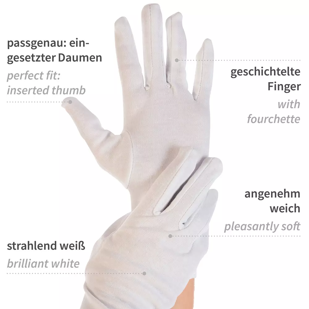 HygoStar 2710, Blanc Cotton Gloves, 11/XXL, White, image 3