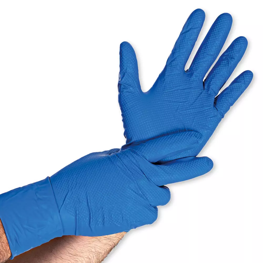 Franz Mensch 270986, Power Grip Long Powder-Free Nitrile Gloves, 12/XXXL, Blue