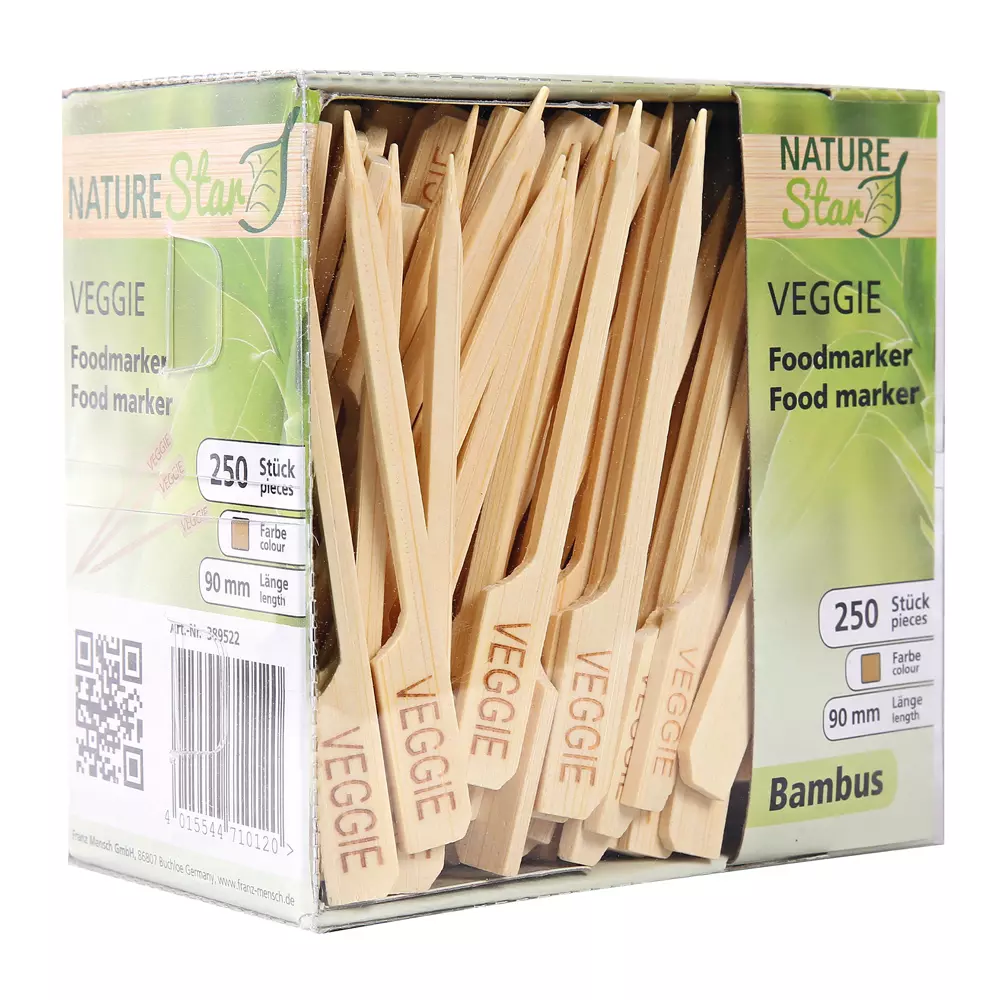 NATUREStar 389522, Veggie Organic Bamboo Food Marking Skewers, 90 mm, Natural, image 2