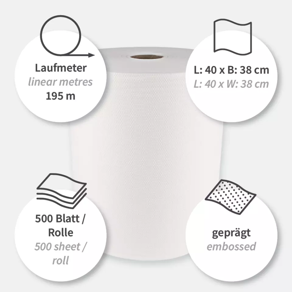 HygoClean 317500, Spunlace Cleaning Cloths, Roll, White, image 3, gallery thumbnail