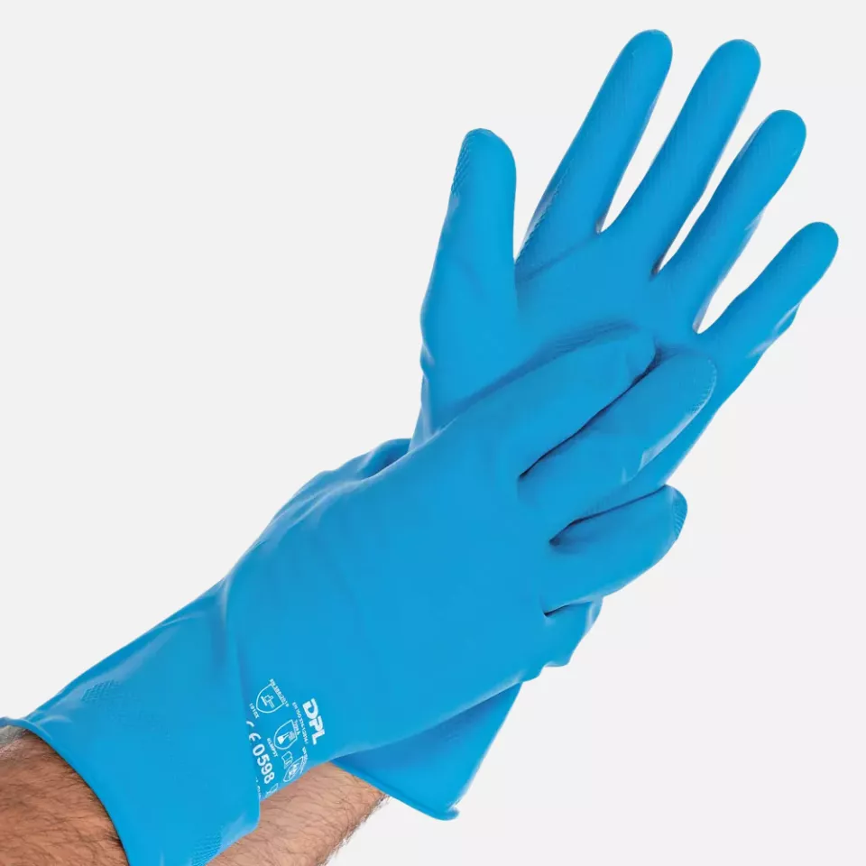 Franz Mensch 259563, Satin Blue Latex Chemical Protection Gloves, image 1, gallery thumbnail