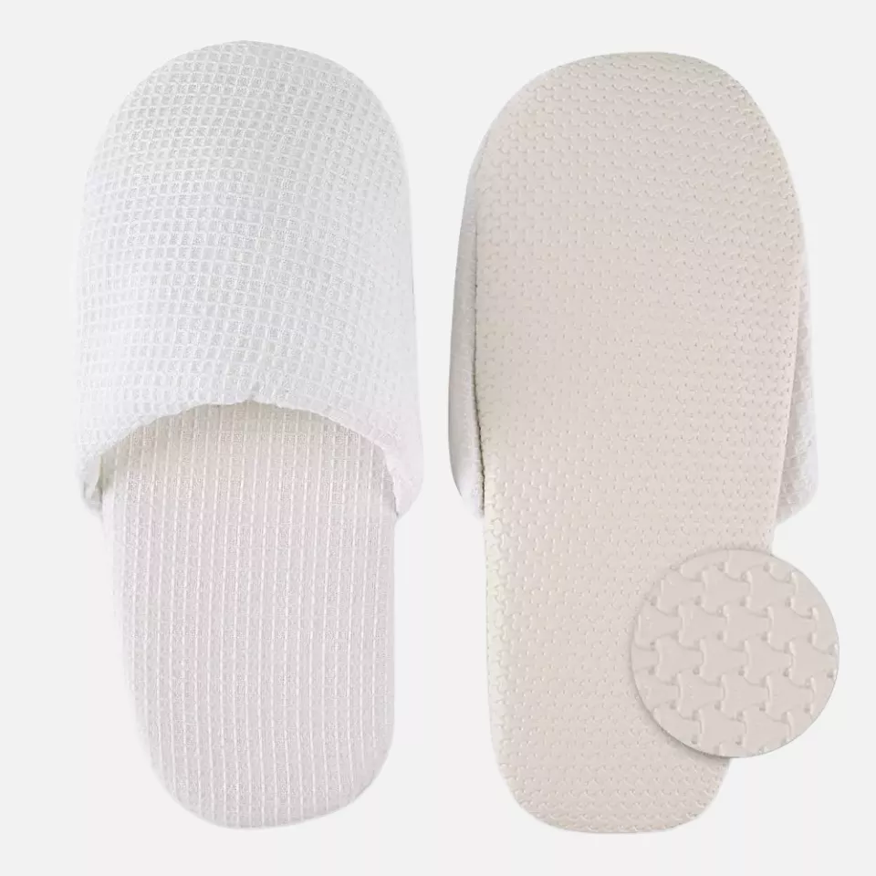 HygoStar 5556, Waffle Closed Cotton Slippers, White, image 1, gallery thumbnail