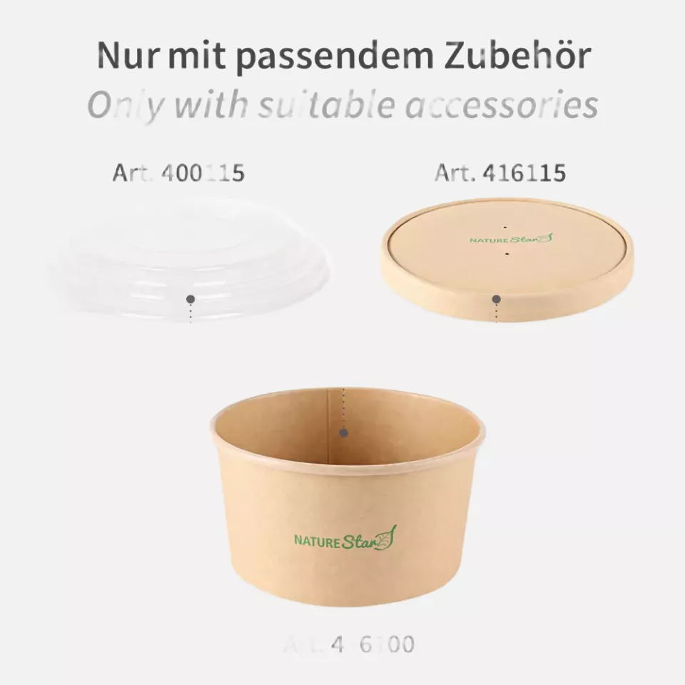 NATUREStar 416100, Caesar Organic Kraft Paper/PLA Salad Bowls, 1000 ml, Ø 150 mm, image 5, gallery thumbnail