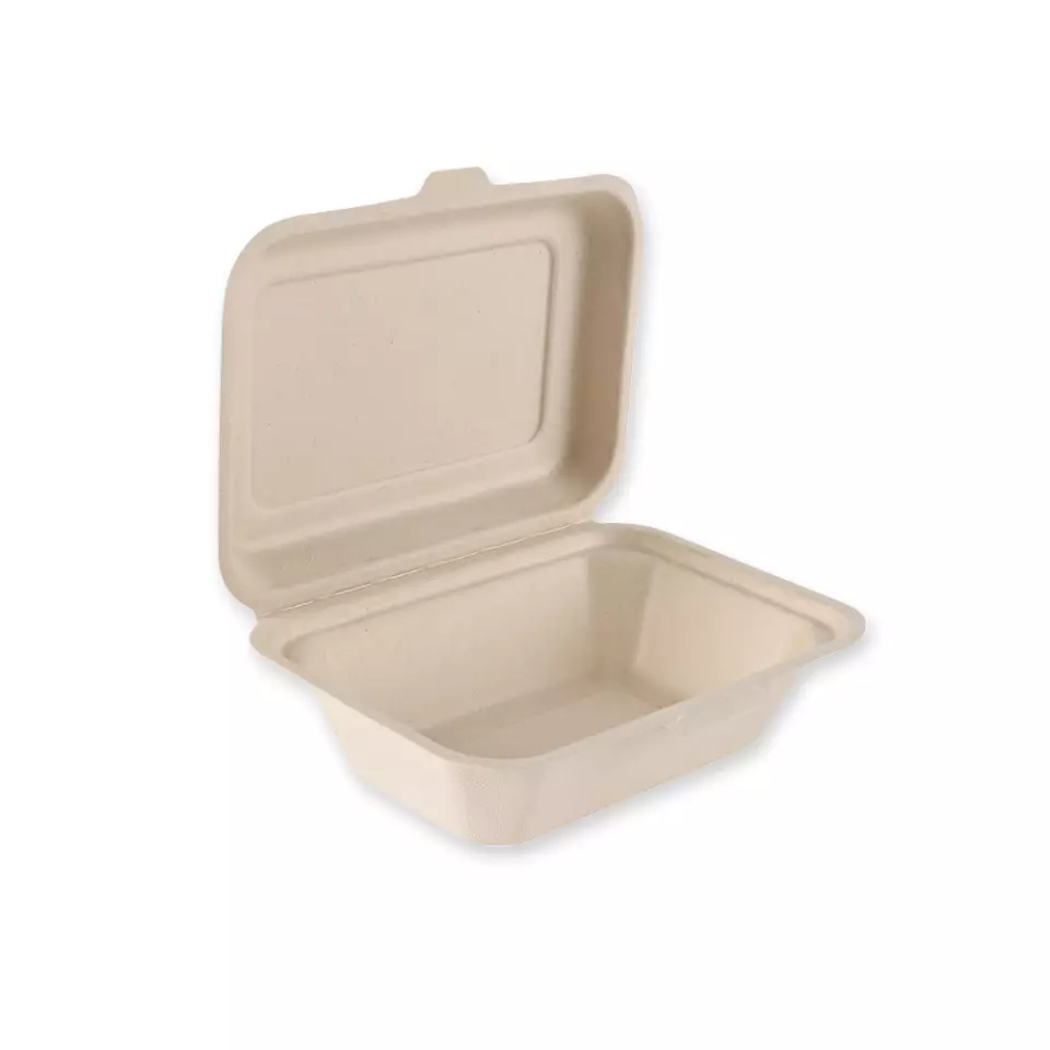 NATUREStar 412175, Organic Bagasse Menu Boxes with Hinged Lid, image 2, gallery thumbnail