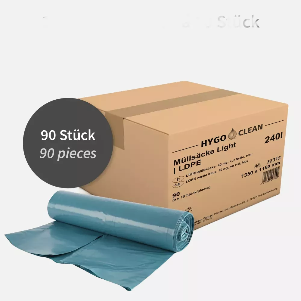 HygoClean 32312, Light LDPE Waste Bags, 240 l, Blue, Roll, image 4