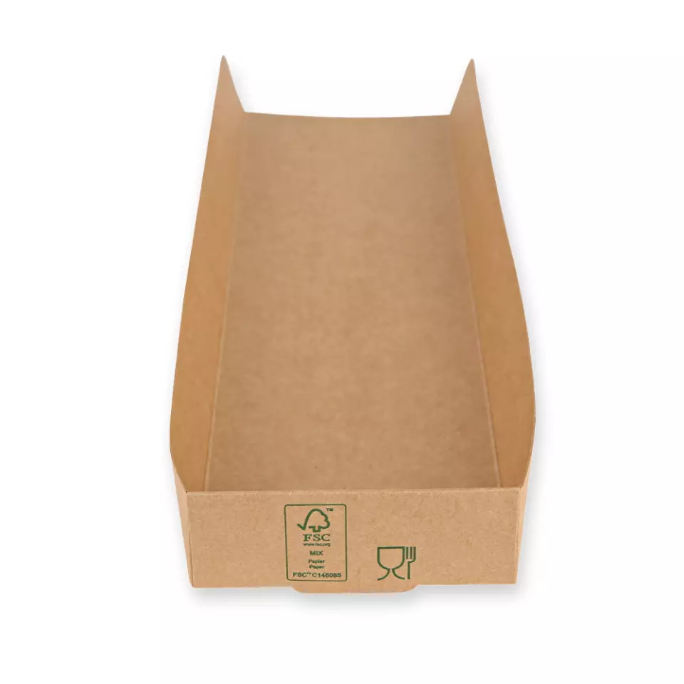 NATUREStar 417028, Organic Kraft Paper/PE Hot Dog Trays, 280 x 80 x 30 mm, FSC®-Mix, image 3, gallery thumbnail