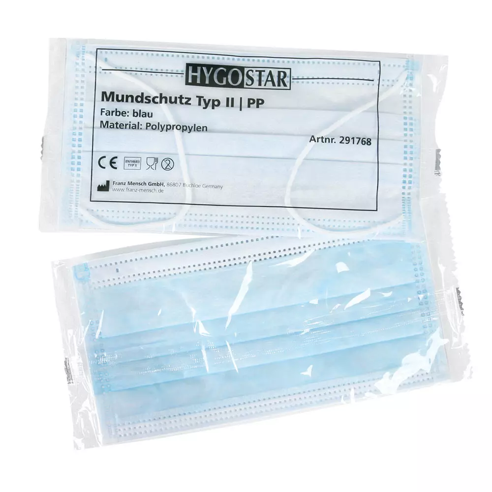 HygoStar 291768, Type II 3-Ply PP Face Masks, Blue, Individually Packed, image 4