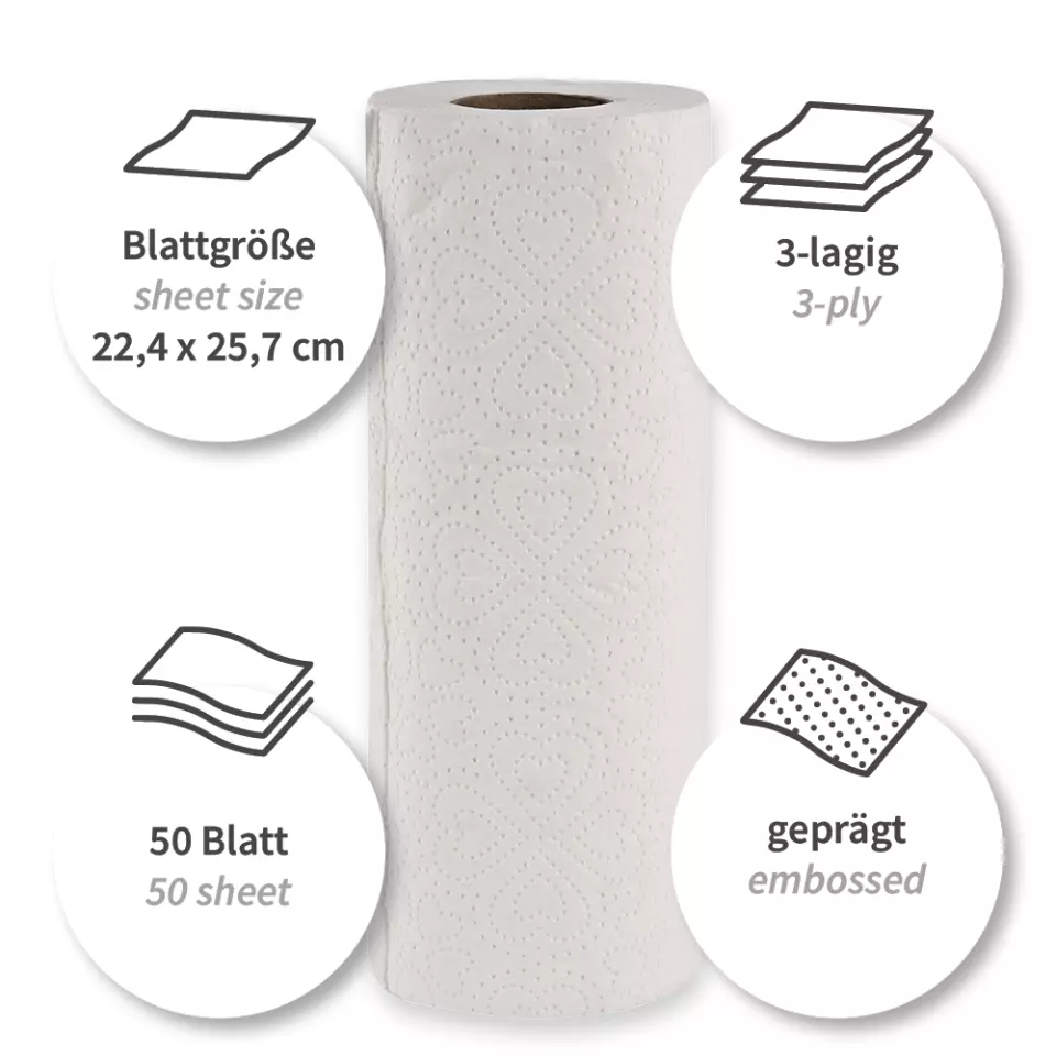 HygoClean 30452, 3-Ply Cellulose Kitchen Rolls, image 2, gallery thumbnail
