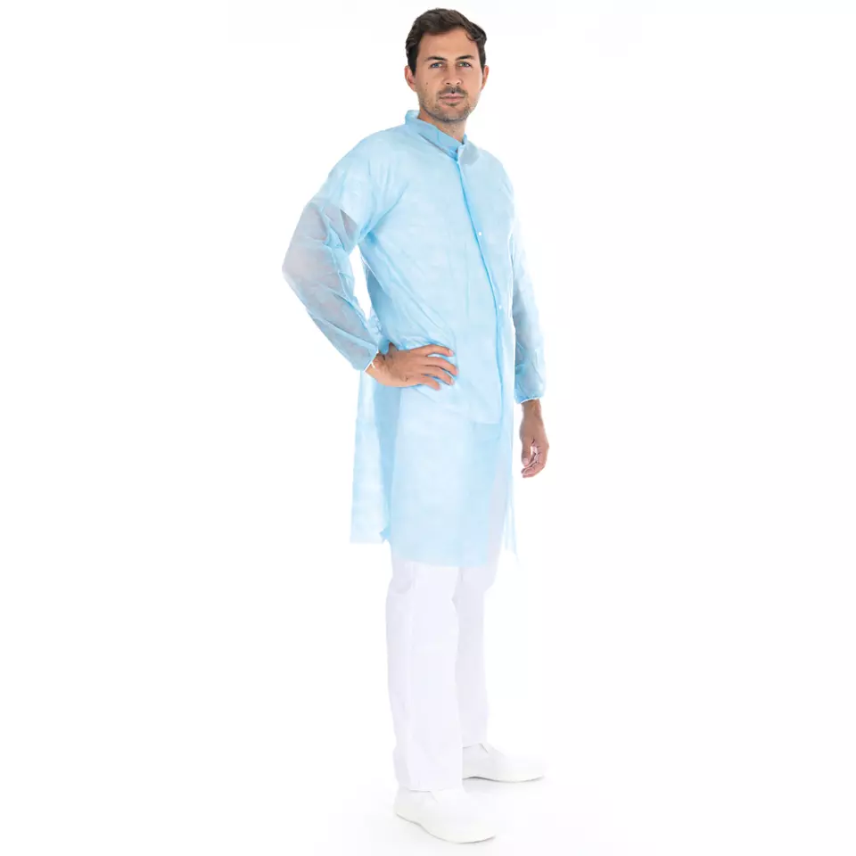HygoNorm 27426, PP Light Visitor Gowns, XXXL, Blue, with push buttons, image 1, gallery thumbnail