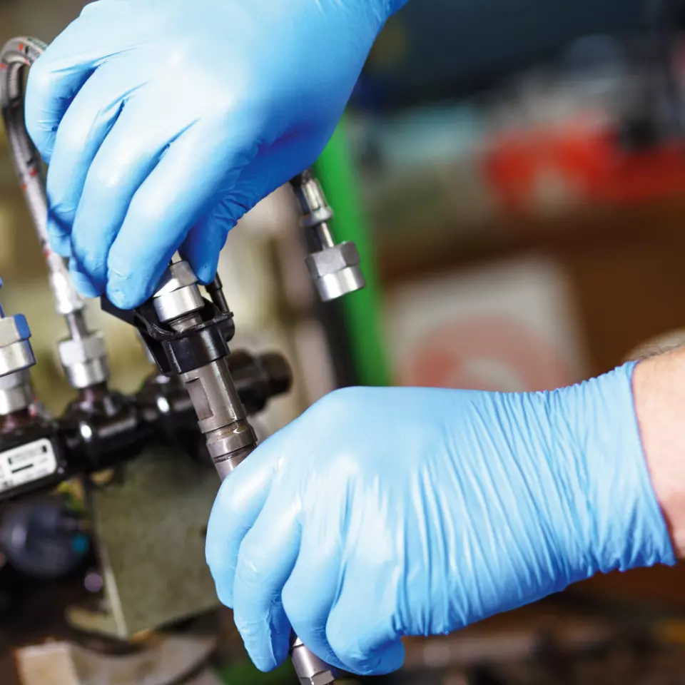 HygoStar 2702, Safe Light Nitrile Gloves, 11/XXL, Blue, Powder-Free, image 6, gallery thumbnail