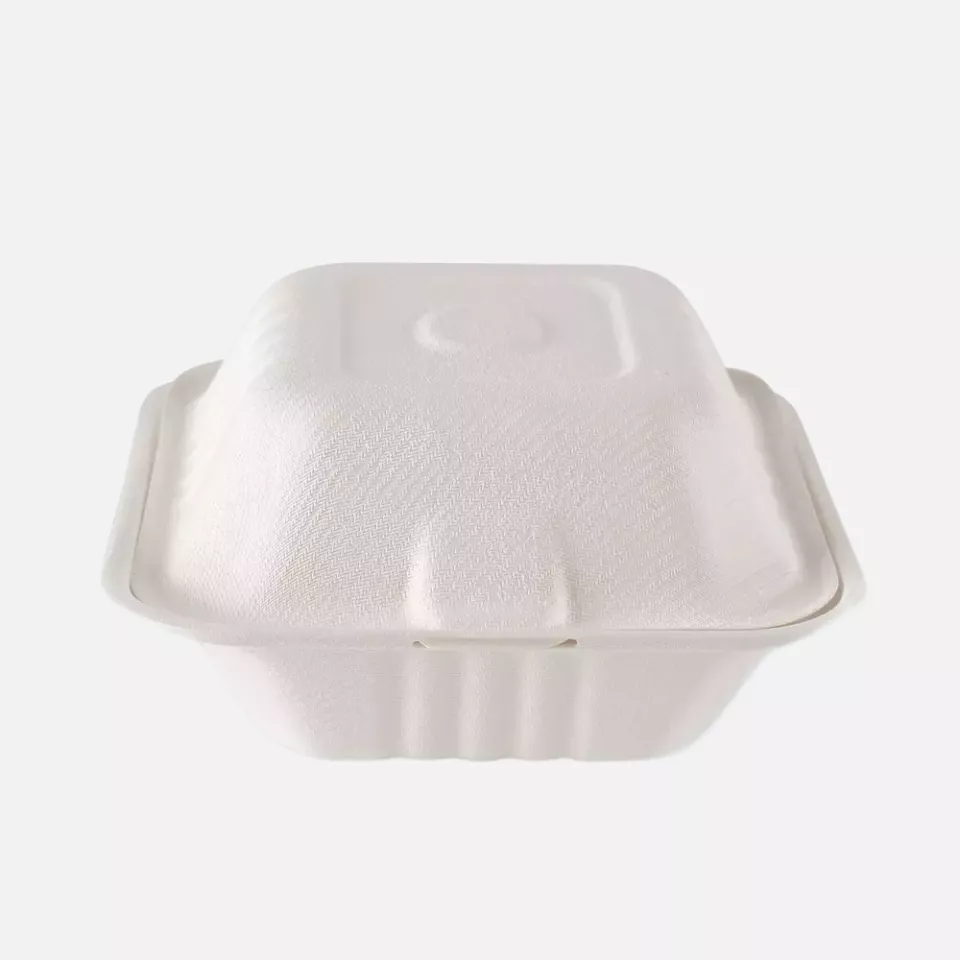 NATUREStar 41215, Organic Hinged Lid Bagasse Hamburger Boxes, 150 x 85 mm, image 3, gallery thumbnail