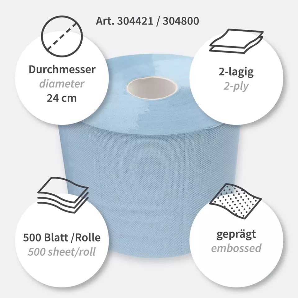 HygoClean 304800, Cleaning Papers, 2-Ply, Recycled Paper, Blue, image 3, gallery thumbnail