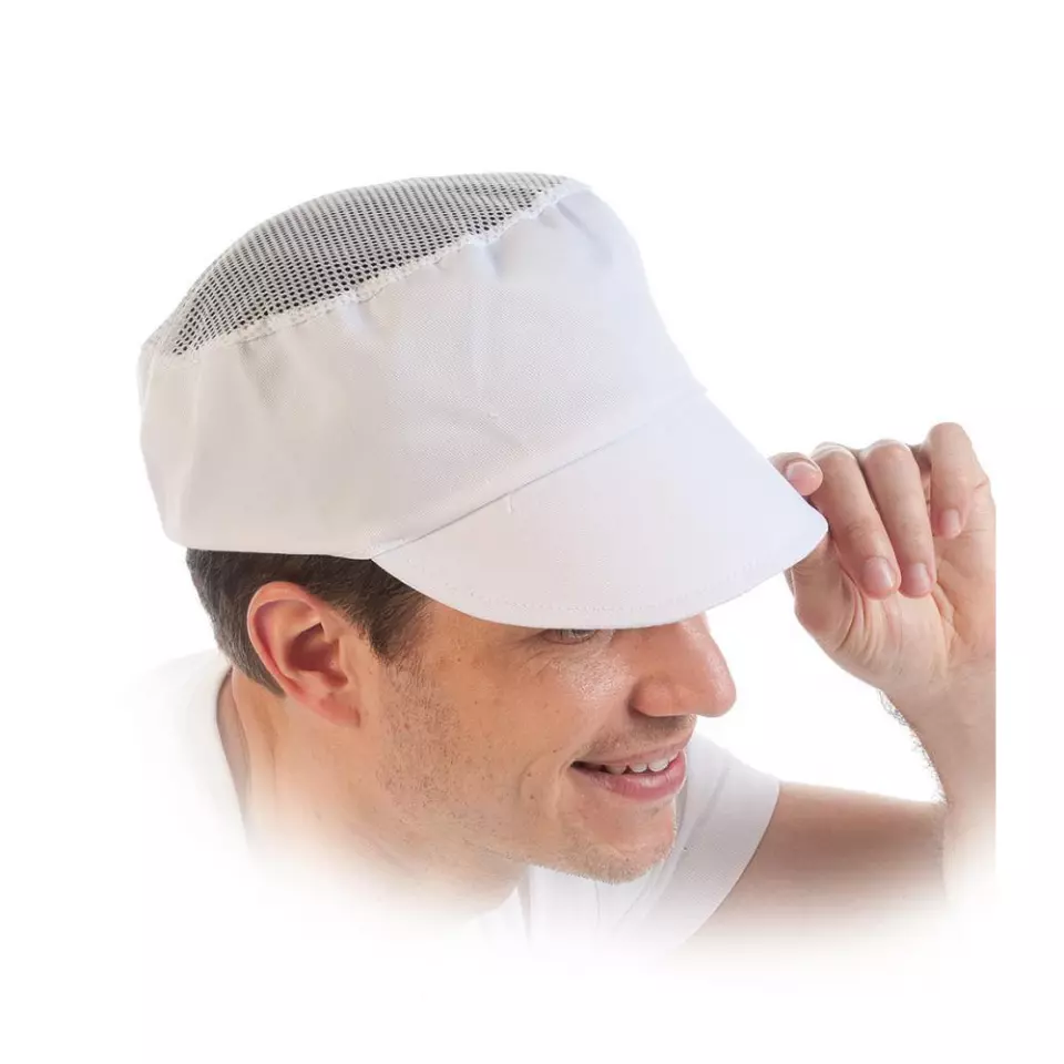 HygoStar 0062, Net Top Polycotton Peaked Caps, White, image 1, gallery thumbnail