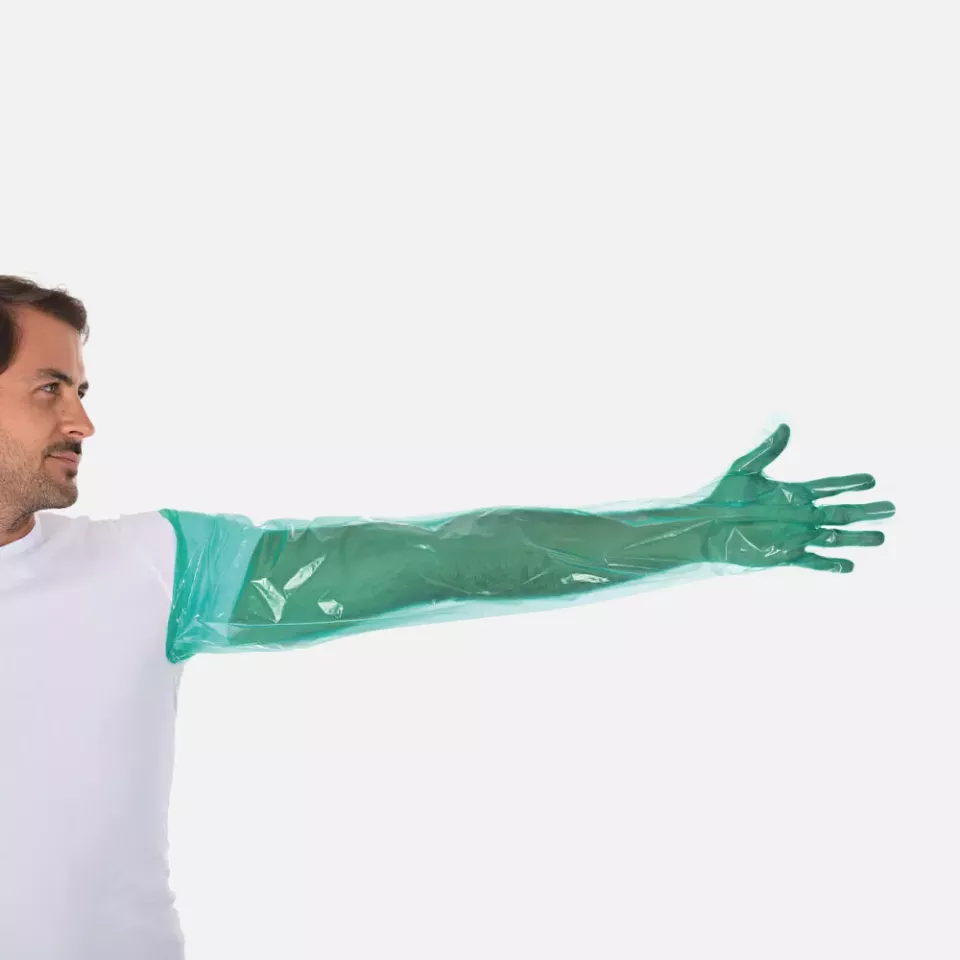 HygoStar 2620-VAR, Softline Long LDPE Gloves, Green, image 4, gallery thumbnail