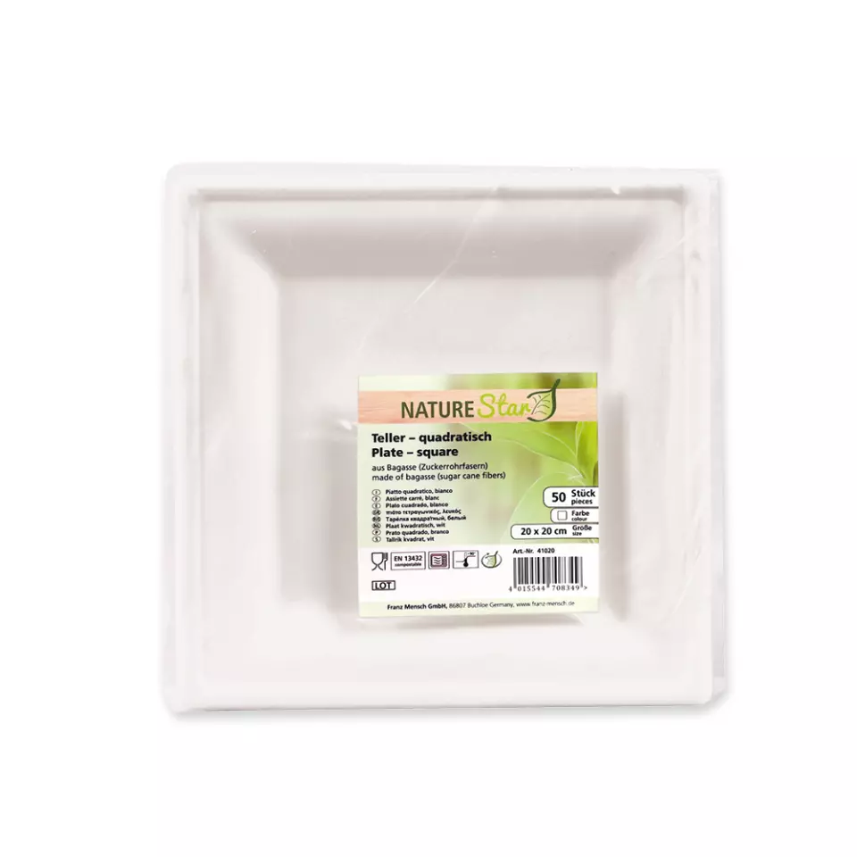 NATUREStar 41020, Organic Square Bagasse Plates, 200 x 200 mm, image 4, gallery thumbnail