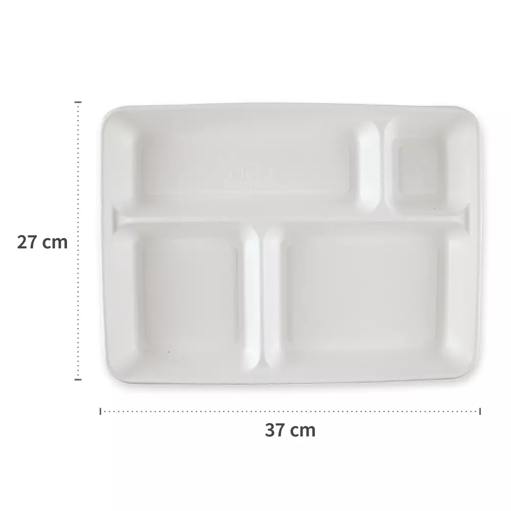 NATUREStar 411444, Organic Bagasse Menu Tray, 4-Compartments, 370 x 270 mm, Rectangular, image 4