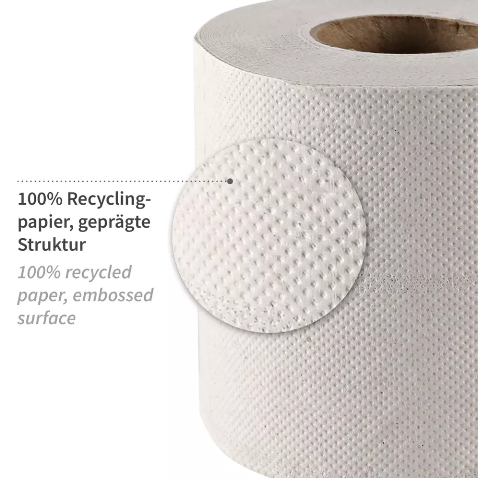 HygoClean 30426, 3-Ply Recycled Toilet Paper, Small Roll, Natural, image 2, gallery thumbnail