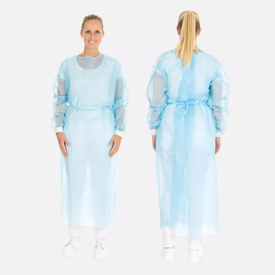 HygoNorm 277769, Eco PP/PE Gowns, Partly Laminated, with Neck Ties, XL, Blue, image 2, gallery thumbnail