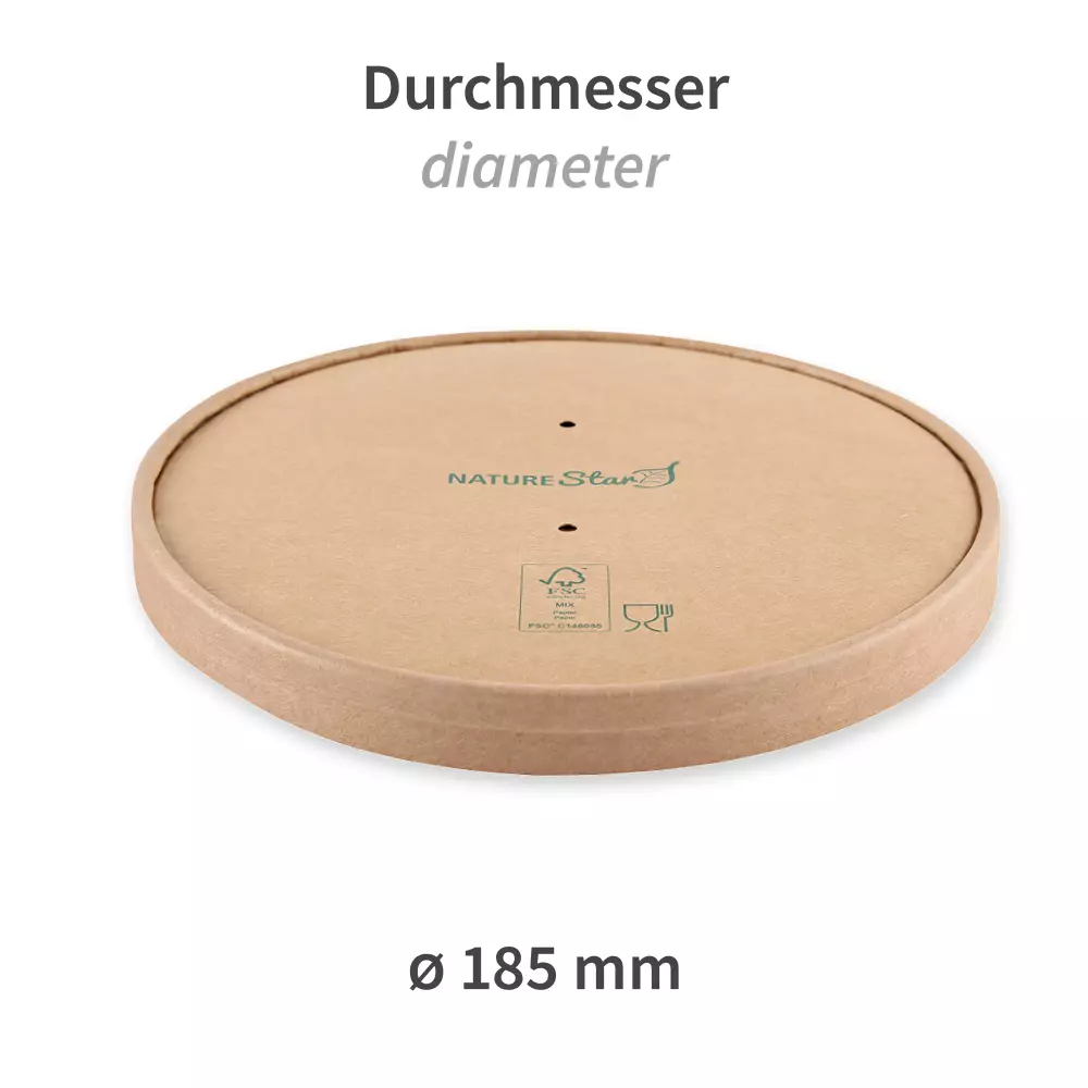 NATUREStar 417118, Caesar Organic Salad Bowl Lids, Kraft Paper/PE, FSC®-mix, ø 185 mm, image 2
