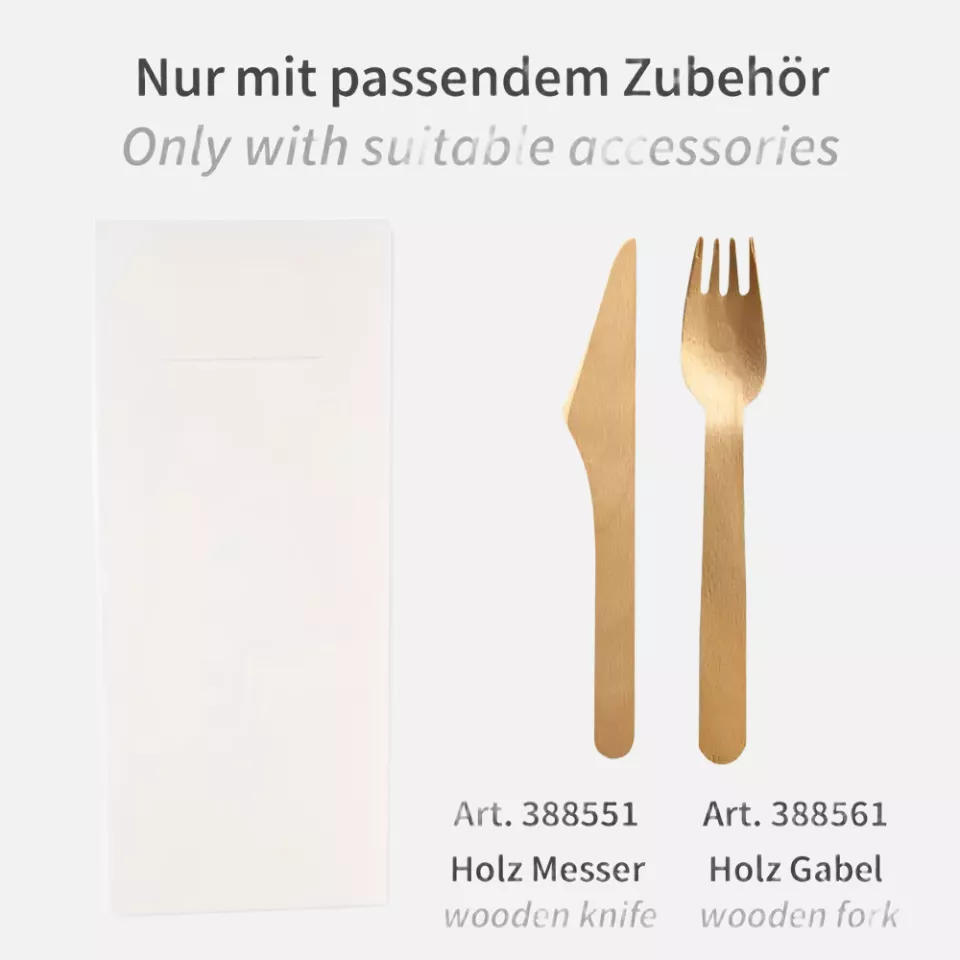Franz Mensch 30630, Airlaid Cutlery Napkins, 40 x 33 cm, 1-ply, 1/8 Fold, White, FSC®-mix, image 2, gallery thumbnail
