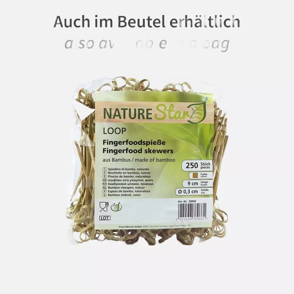 NATUREStar 389661, Loop Organic Bamboo Fingerfood Skewers, 90 mm, Natural, image 6