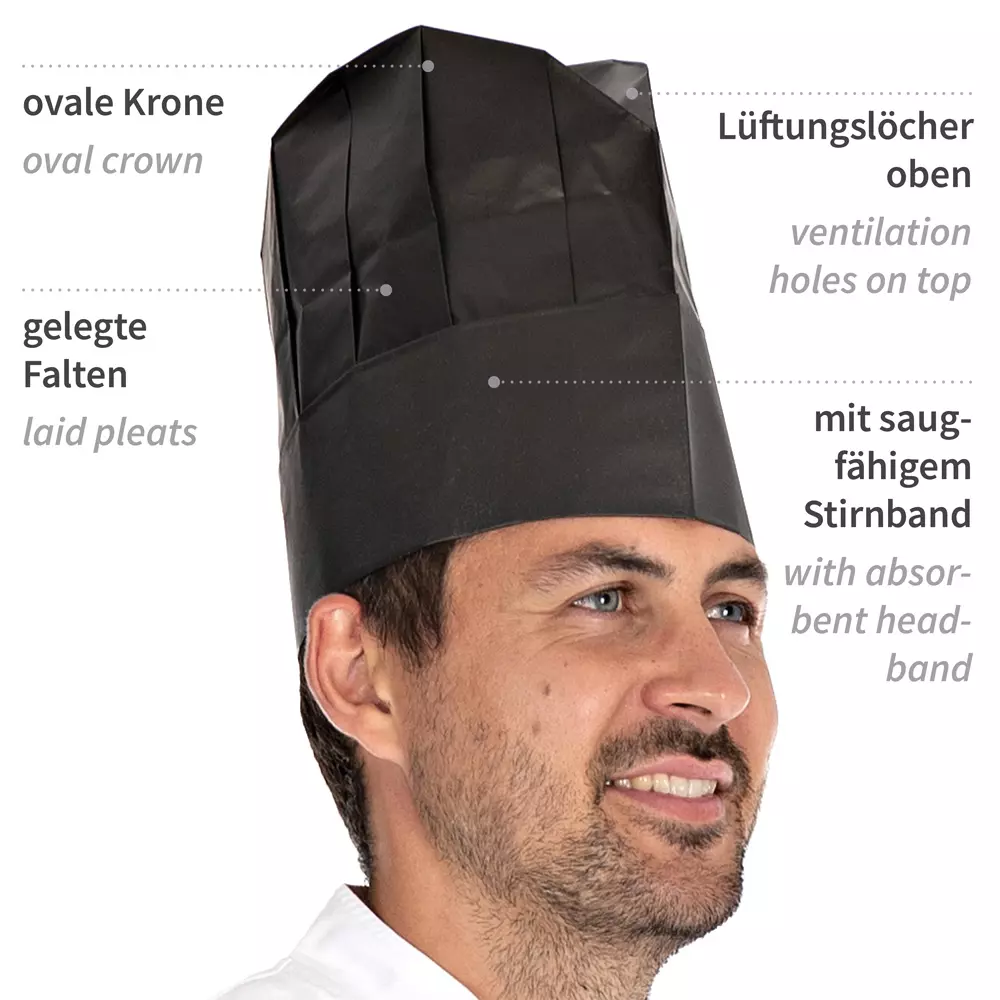 HygoStar 09803, Excellent Paper Chef's Hats, 22 cm, Black, image 5