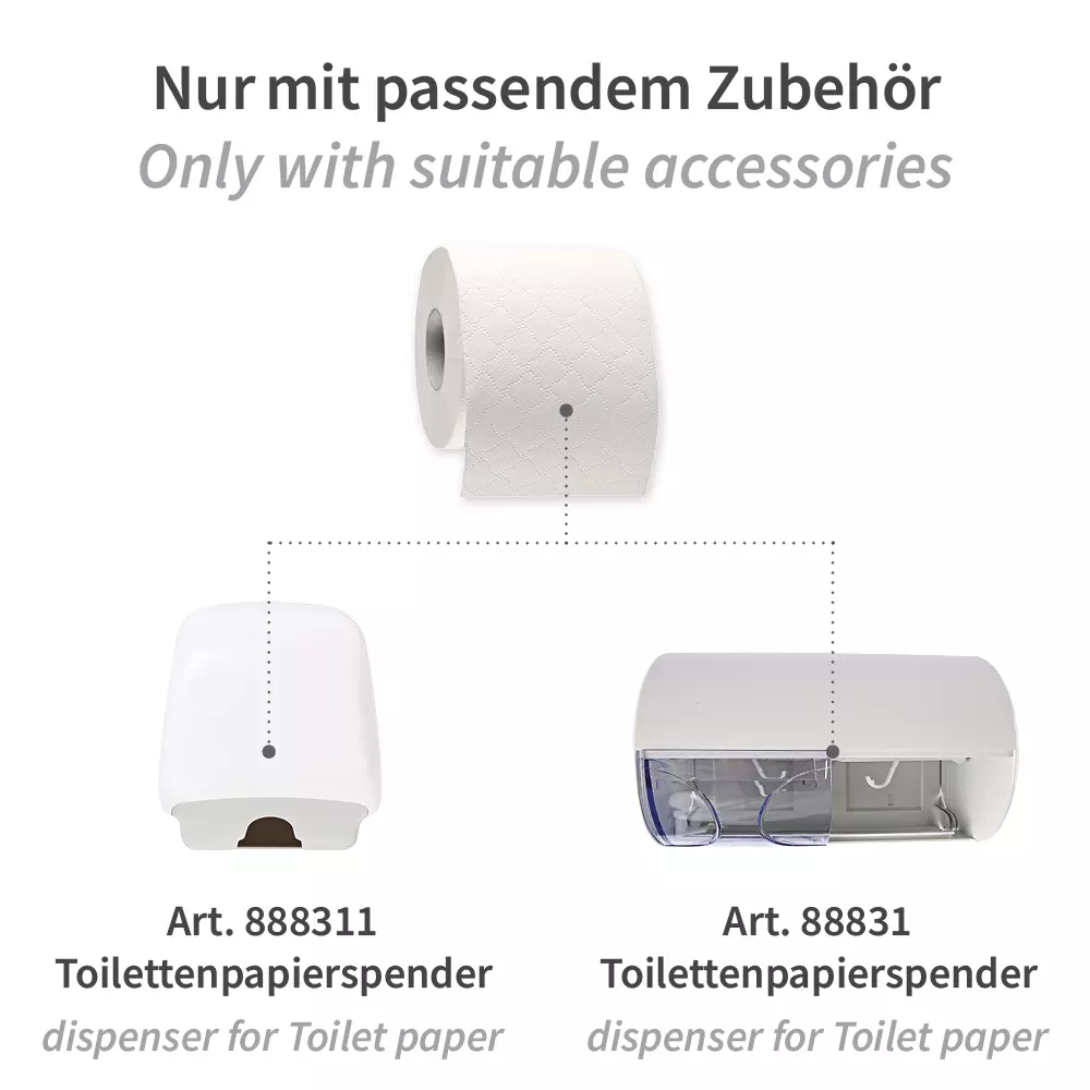 HygoClean 30425, 3-Ply Cellulose Toilet Paper, Small Roll, White, image 4