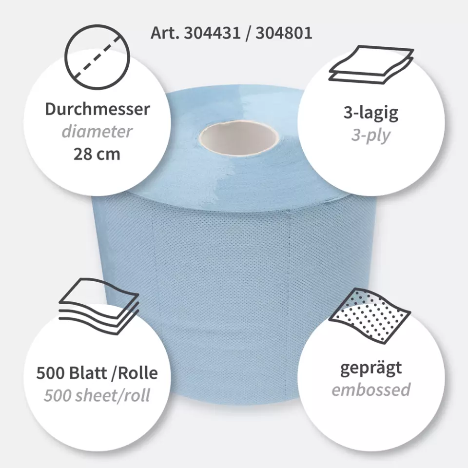 HygoClean 304431, Recycled Paper Cleaning Papers, 3-Ply, Blue, image 3, gallery thumbnail