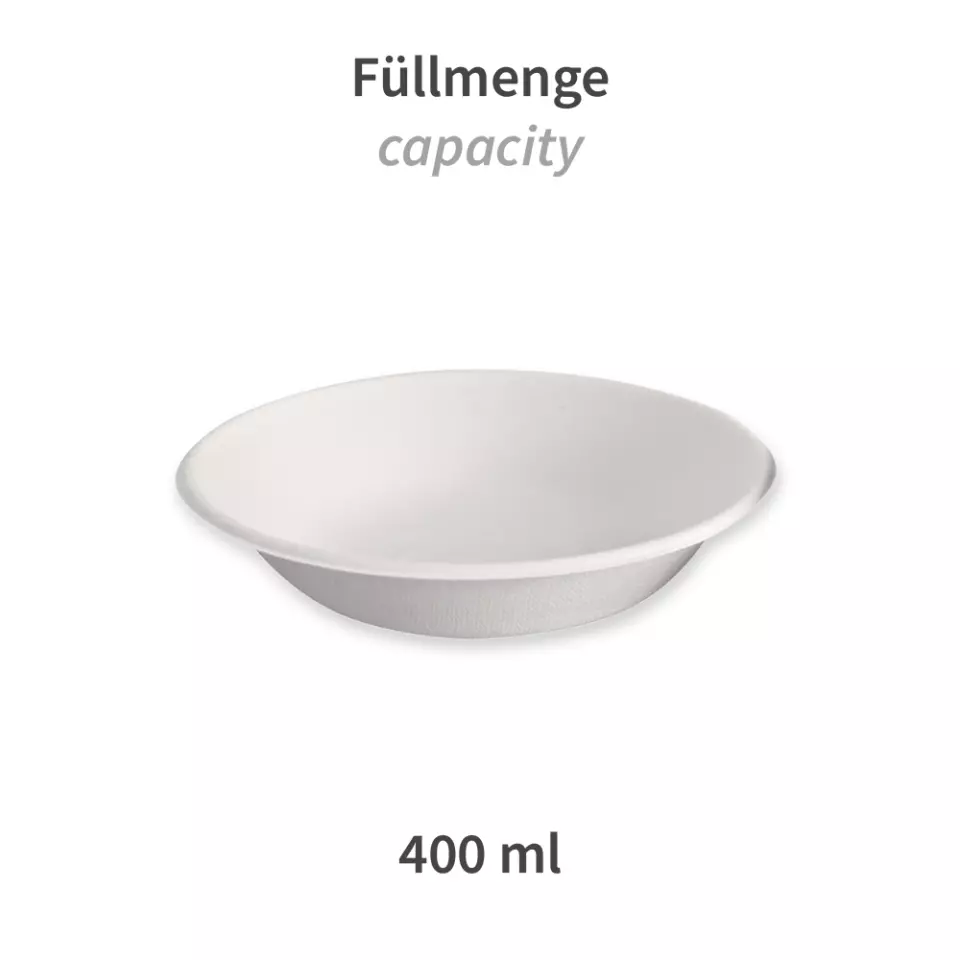 NATUREStar 41140, Organic Flat Round Bagasse Bowls, 400 ml, Ø 160 mm, image 3, gallery thumbnail