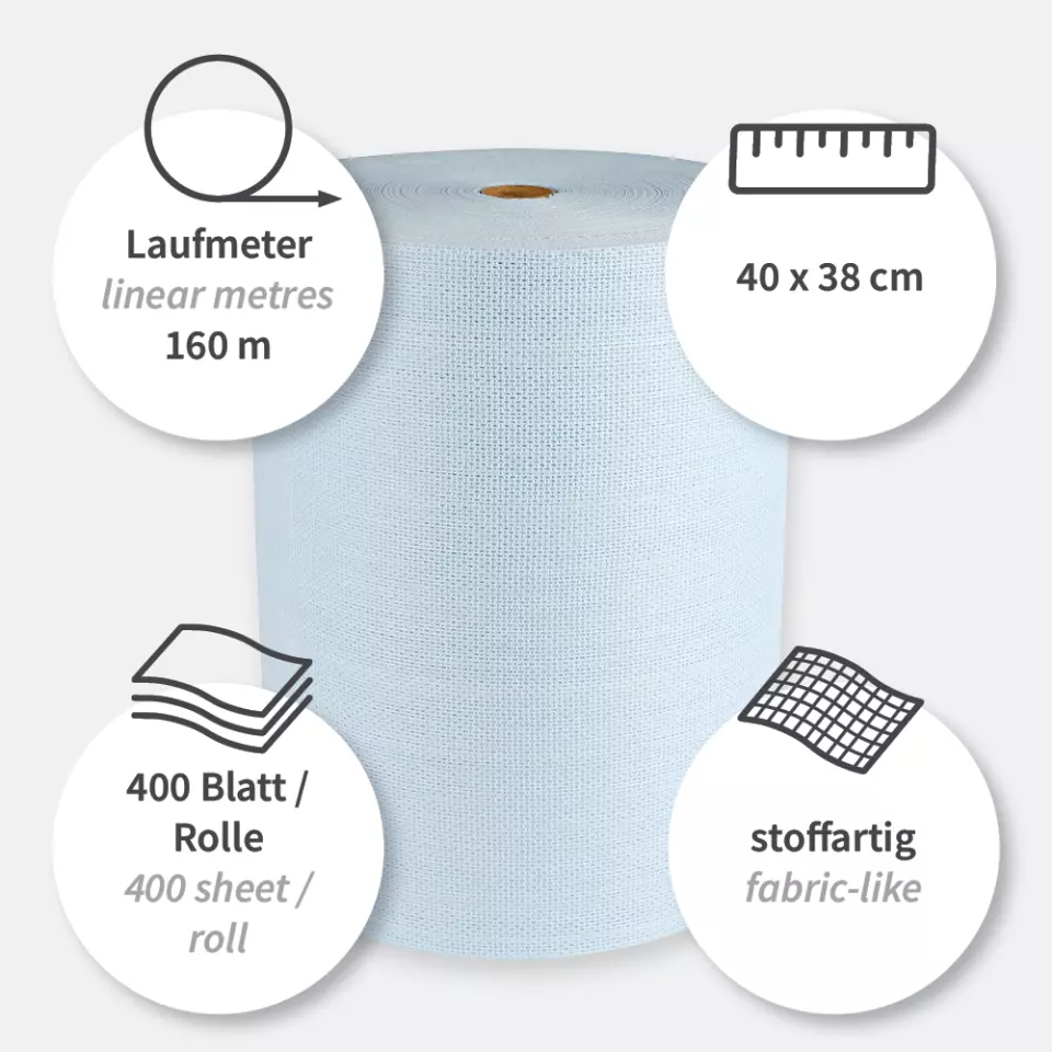 HygoClean 317600, Hygotex Viscose Cleaning Cloths, Roll, Blue, image 3, gallery thumbnail
