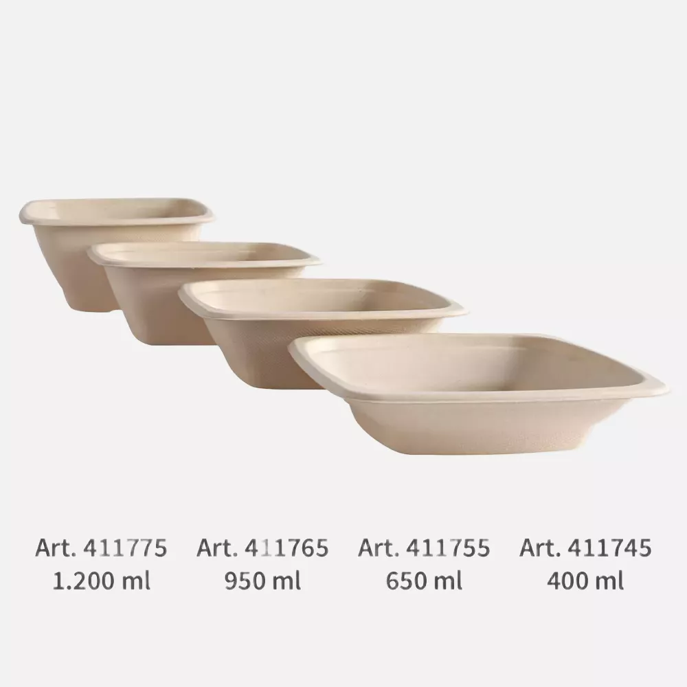 NATUREStar 411755, Organic Square Bagasse Trays, 180 x 54 mm, 700 ml, image 4