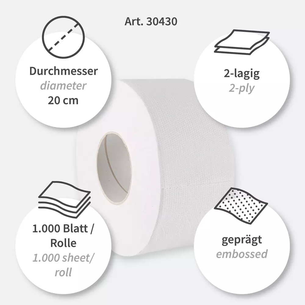 HygoClean 30430, Jumbo 2-lagiges Recycling-Toilettenpapier, Weiß, image 3