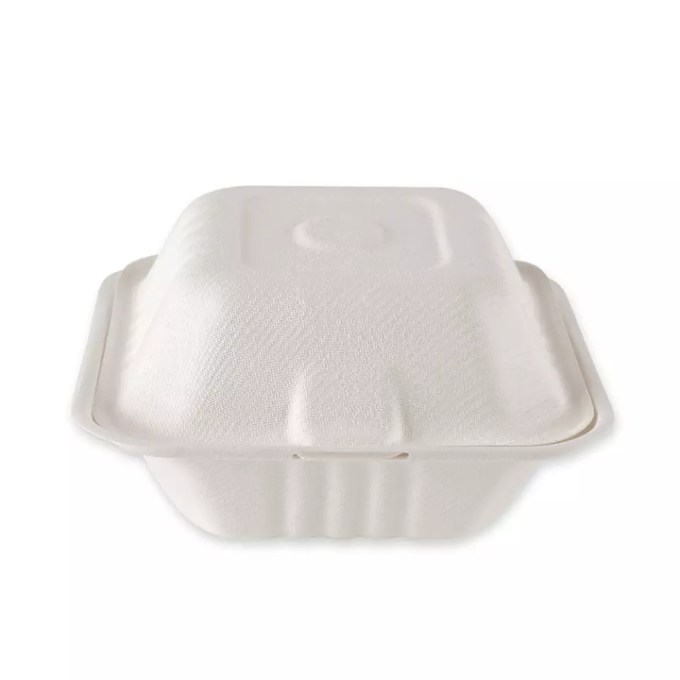 NATUREStar 41215, Organic Hinged Lid Bagasse Hamburger Boxes, 150 x 85 mm, image 3, gallery thumbnail