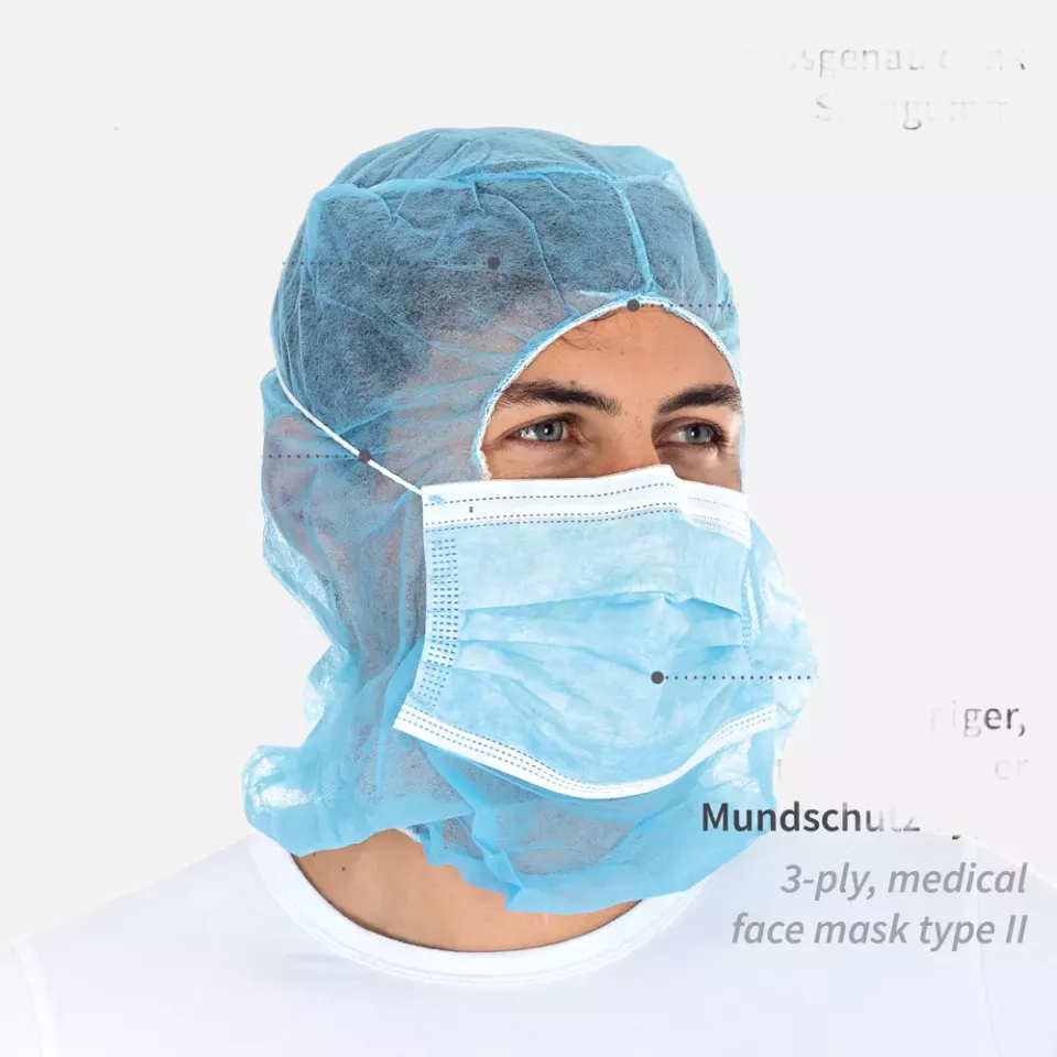 HygoStar 132061, Astro PP Caps with 3-Ply Face Mask, Blue, image 4, gallery thumbnail