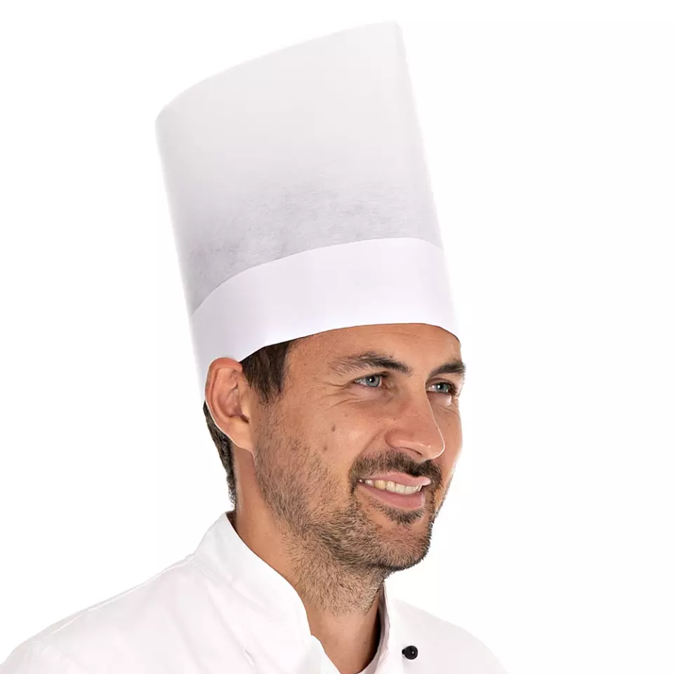 HygoStar 0971, Europa Extra Chef's Hat, 22 cm, White (Viscose, Exposed), image 2, gallery thumbnail