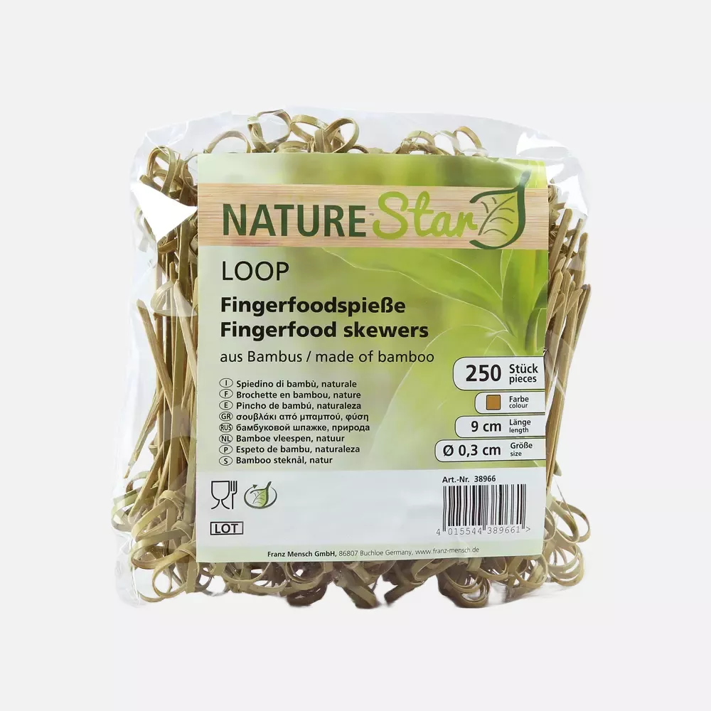 NATUREStar 38969, Loop Organic Bamboo Fingerfood Skewers, 180 mm, Natural, image 2