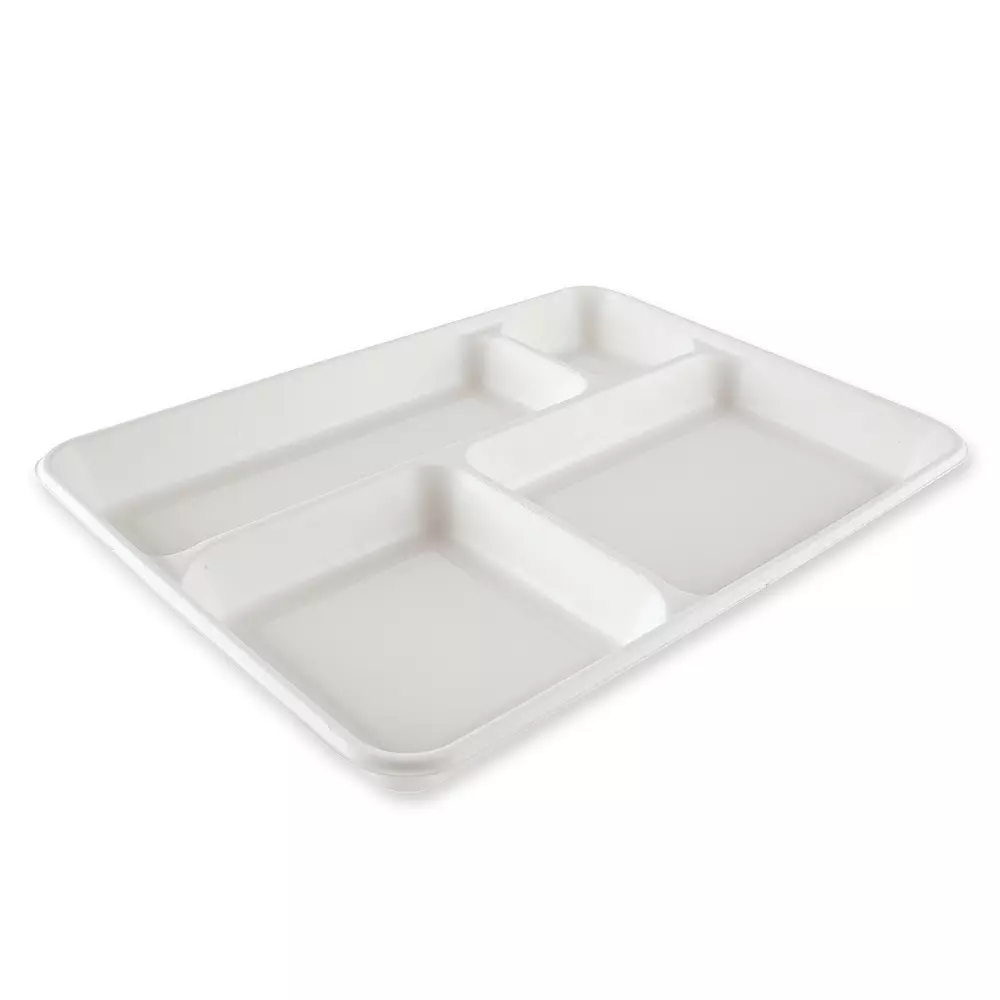 NATUREStar 411444, Organic Bagasse Menu Tray, 4-Compartments, 370 x 270 mm, Rectangular, image 1