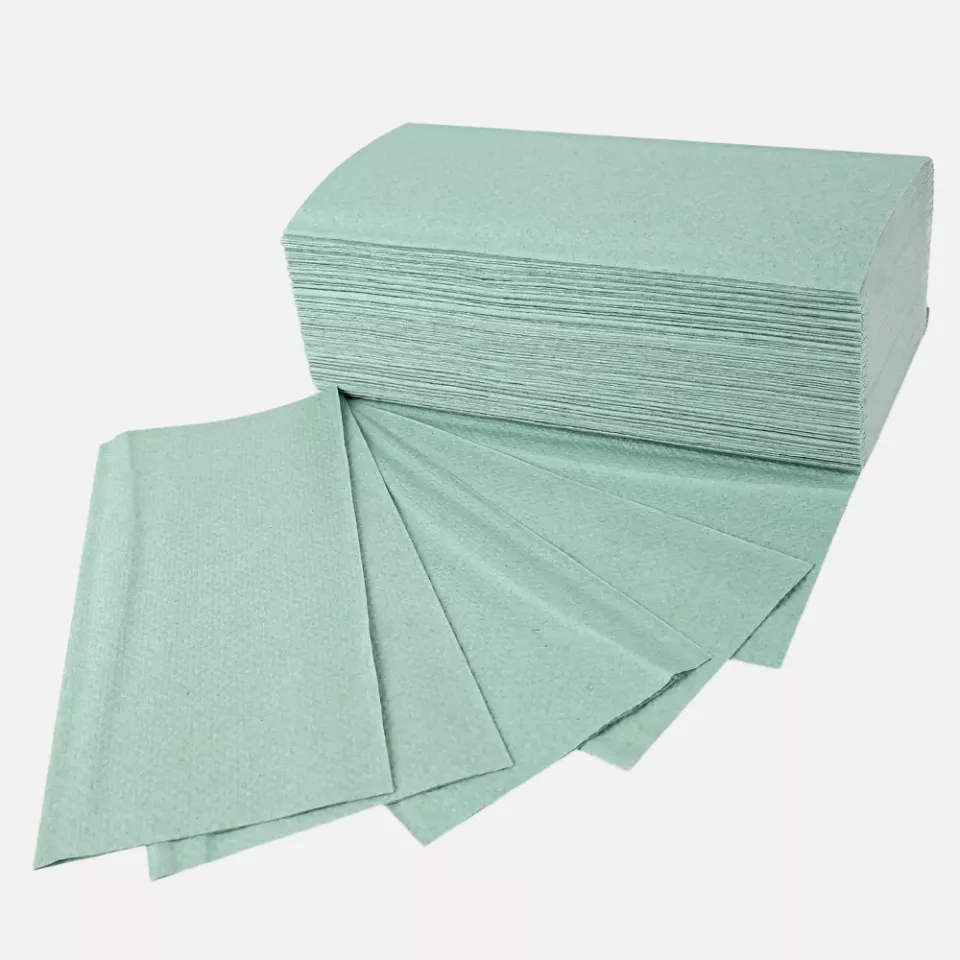 HygoClean 30461, 1-ply Recycled Paper Hand Towels, V/ZZ-fold, Green, image 1, gallery thumbnail