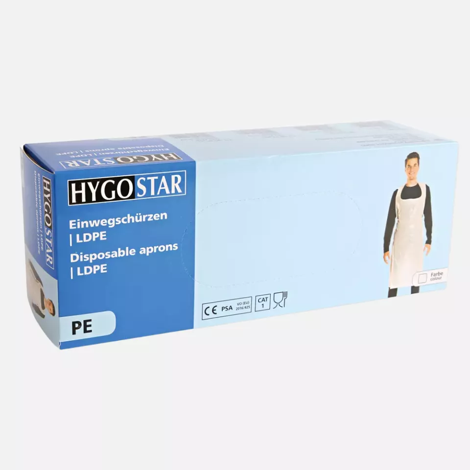 HygoStar 23360, LDPE Disposable Aprons, 125 x 75 cm, White, Dispenser Box, Approx. 16 my, image 2, gallery thumbnail