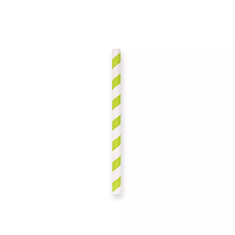 NATUREStar 421370, Cocktail Organic Paper Straws, FSC®-mix, green/white striped, ø 8 mm, 130 mm, image 1, gallery thumbnail