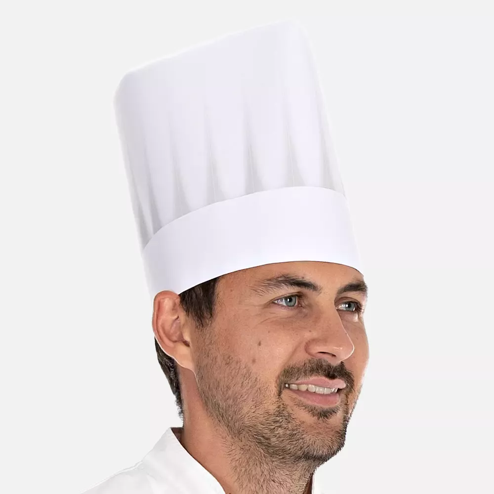 HygoNorm 09649, Europa Embossed, Exposed Paper Chef's Hat, 21 cm, White, image 2