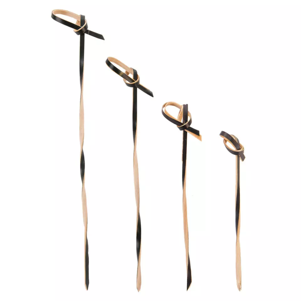 NATUREStar 38961, Loop Twist Organic Bamboo Fingerfood Skewers, 90 mm, Black, image 1, gallery thumbnail