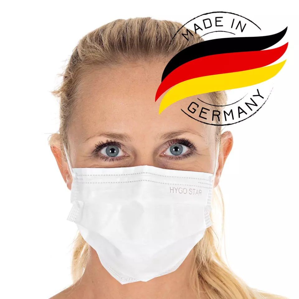 HygoStar 2917010, IIR PP Face Masks, 3-ply, White, Made in Germany, image 1, gallery thumbnail