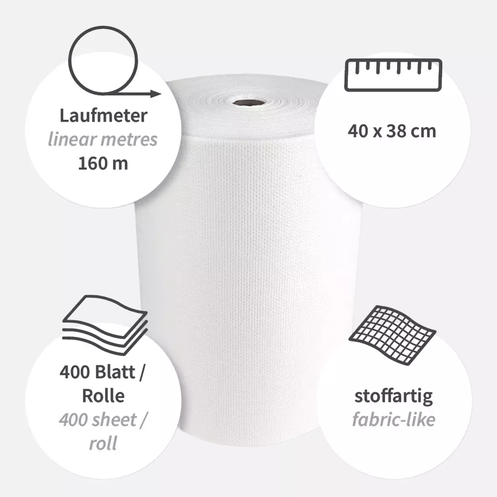 HygoClean 31700, Hygotex Viscose Cleaning Cloths, Roll, White, image 3