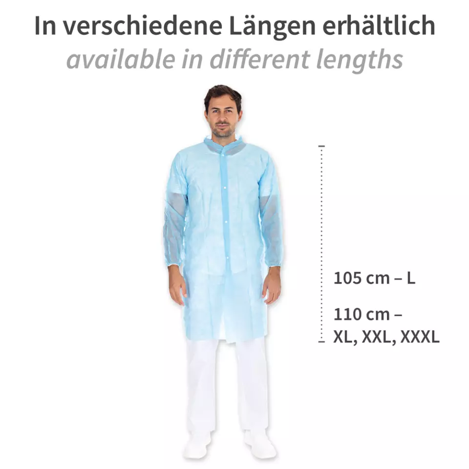 HygoNorm 27426, PP Light Visitor Gowns, XXXL, Blue, with push buttons, image 7, gallery thumbnail