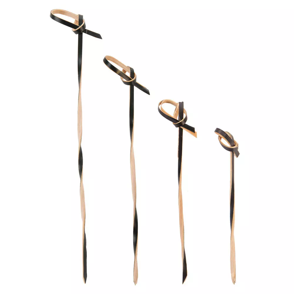 NATUREStar 38961, Loop Twist Organic Bamboo Fingerfood Skewers, 90 mm, Black, image 1